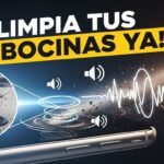 Miniatura explicativa con un celular expulsando suciedad de las bocinas usando sonido, con el texto “¡LIMPIA TUS BOCINAS YA!”
