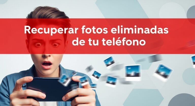 Persona sorprendida mirando su celular tras borrar fotos por error